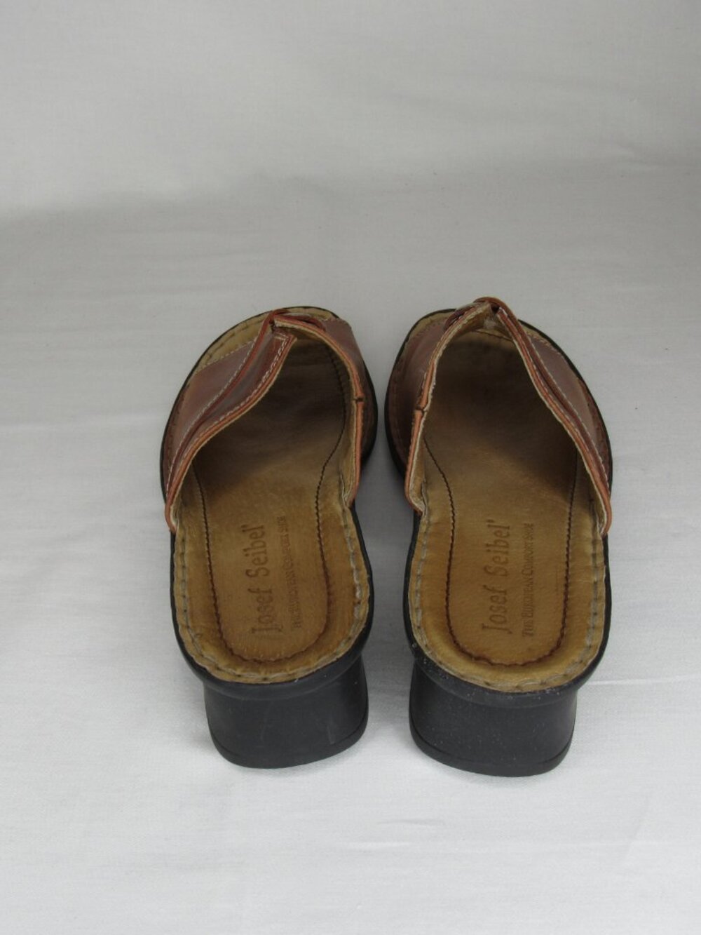 Josef Seibel Brown Leather Slip On Open Toe Mules Women's 38 7 7.5 - Picture 5 of 9